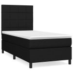 Pat box spring cu saltea, negru, 100×200 cm, textil