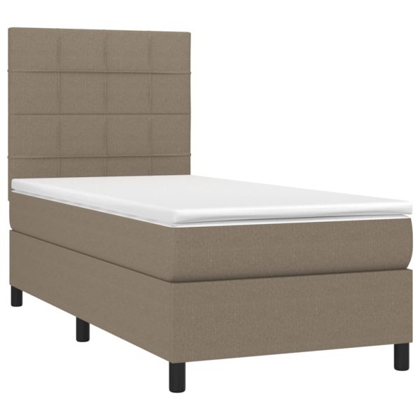 Pat box spring cu saltea, gri taupe, 100×200 cm, textil