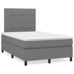 Pat box spring cu saltea, gri închis, 120×200 cm, textil