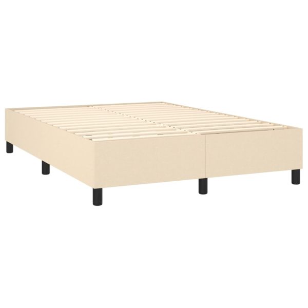 Pat box spring cu saltea, crem, 140×200 cm, textil