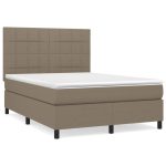 Pat continental cu saltea gri taupe 140×200 cm material textil