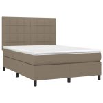Pat continental cu saltea gri taupe 140×200 cm material textil