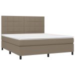 Pat continental cu saltea, gri taupe, 180×200 cm, textil