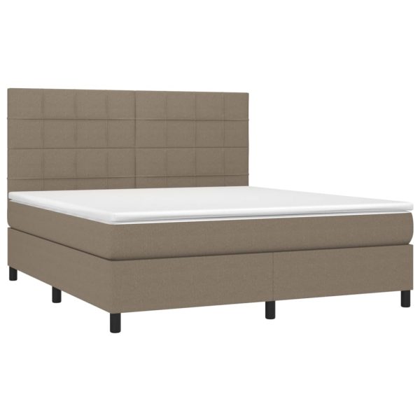 Pat continental cu saltea, gri taupe, 180×200 cm, textil