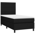 Pat box spring cu saltea, negru, 80×200 cm, textil