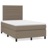 Pat box spring cu saltea, gri taupe, 120×200 cm, textil