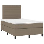 Pat box spring cu saltea, gri taupe, 120×200 cm, textil