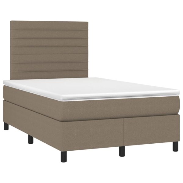 Pat box spring cu saltea, gri taupe, 120×200 cm, textil