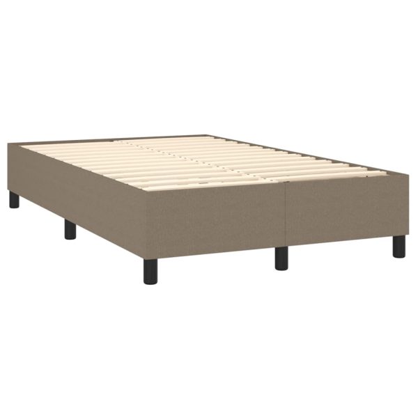 Pat box spring cu saltea, gri taupe, 120×200 cm, textil