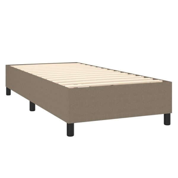 Pat box spring cu saltea, gri taupe, 80×200 cm, textil