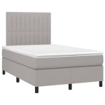 Pat box spring cu saltea, gri deschis, 120×200 cm, textil