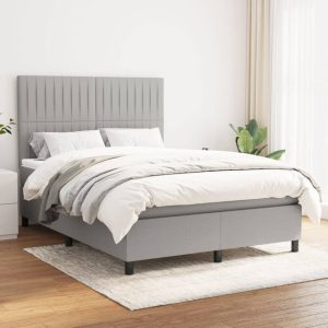 Pat continental, gri deschis, 140×200 cm, material textil