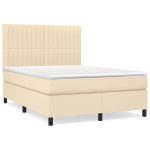 Pat continental cu saltea, crem, 140×200 cm, material textil