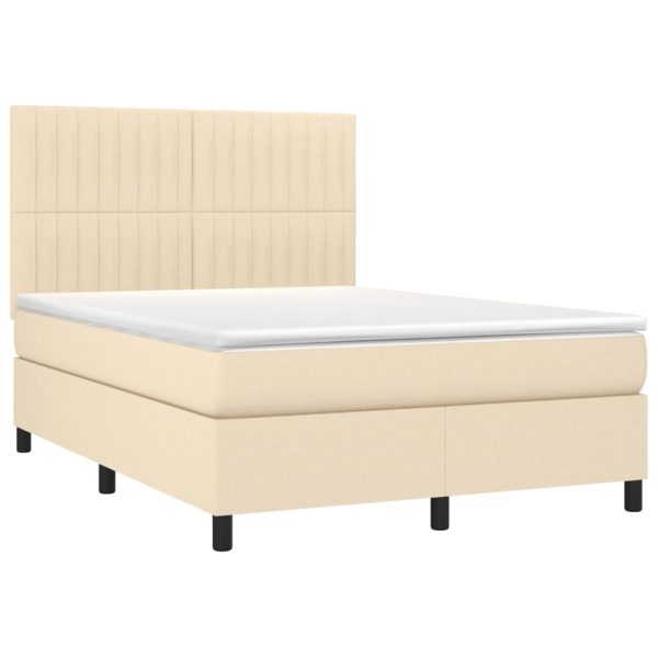 Pat continental cu saltea, crem, 140×200 cm, material textil