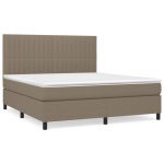 Pat box spring cu saltea, gri taupe, 160×200 cm material textil
