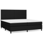 Pat box spring cu saltea, negru, 200×200 cm, textil