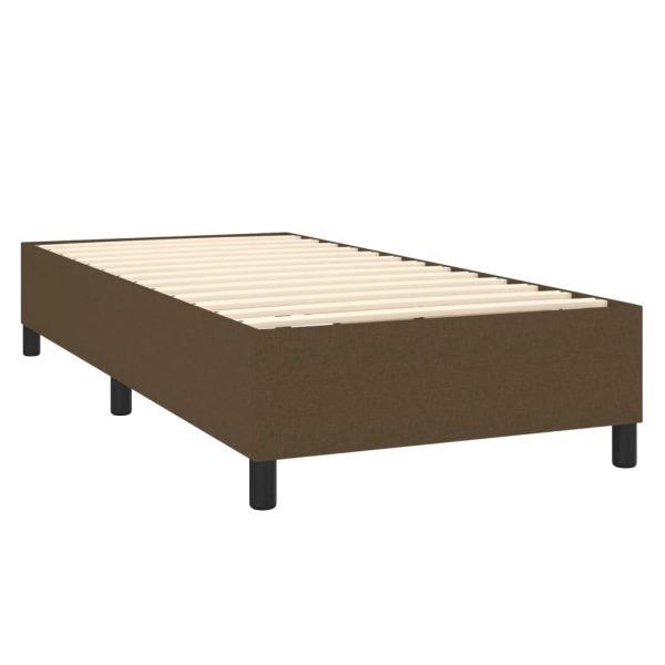 Pat box spring cu saltea, maro închis, 90×190 cm, textil