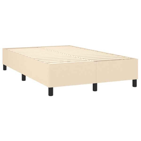 Pat box spring cu saltea, crem, 120×200 cm, textil
