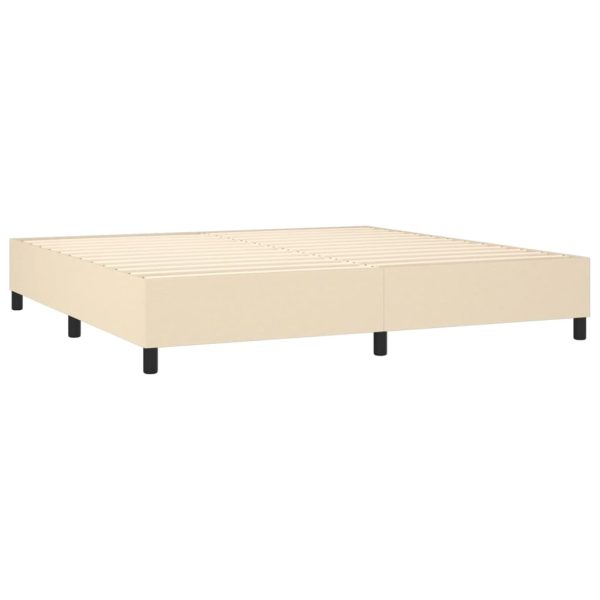 Pat box spring cu saltea, crem, 200×200 cm, textil