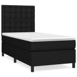 Pat box spring cu saltea, negru, 90×190 cm, textil