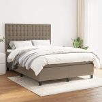 Pat continental cu saltea gri taupe 140×200 cm material textil