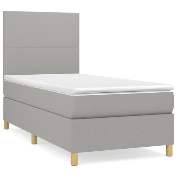 Pat continental cu saltea, gri deschis, 80×200 cm, textil
