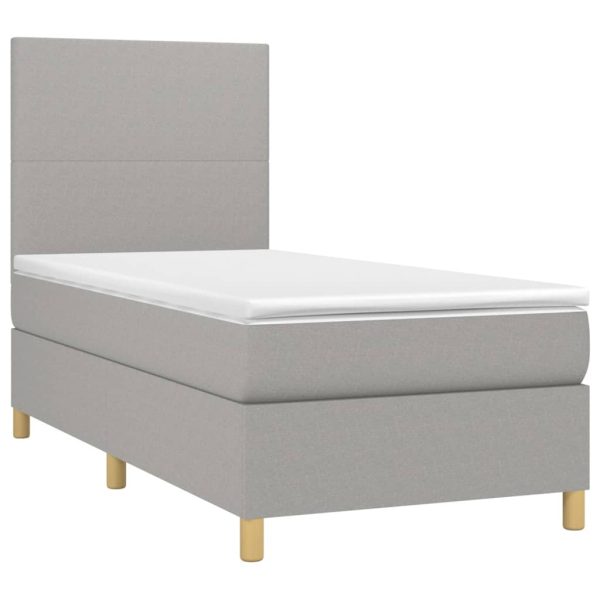 Pat continental cu saltea, gri deschis, 80×200 cm, textil