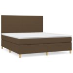 Pat box spring cu saltea, maro închis, 160×200 cm, textil
