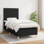 Pat box spring cu saltea, negru, 80×200 cm, textil