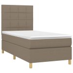 Pat box spring cu saltea, gri taupe, 80×200 cm, textil
