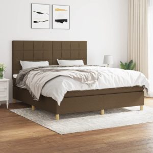 Pat continental cu saltea maro închis 180x200cm material textil
