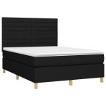 Pat box spring cu saltea, negru, 140×200 cm, textil