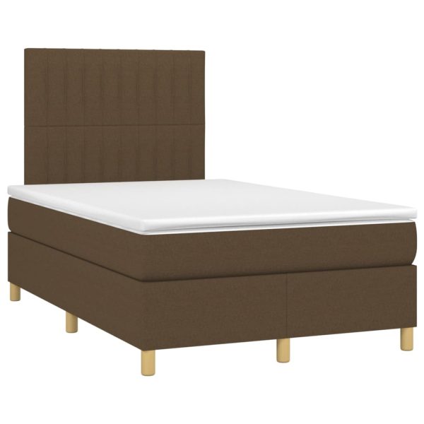 Pat box spring cu saltea, maro închis, 120×200 cm, textil