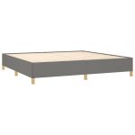 Pat box spring cu saltea, gri închis, 200×200 cm, textil