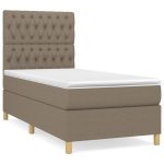 Pat box spring cu saltea, gri taupe, 100×200 cm, textil