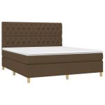 Pat box spring cu saltea, maro închis, 160×200 cm, textil