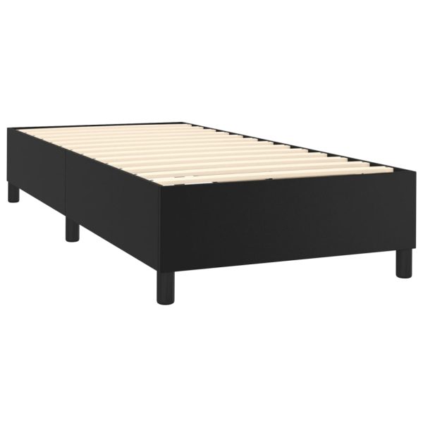 Pat box spring cu saltea, negru, 80×200 cm, piele ecologică