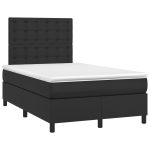 Pat box spring cu saltea, negru, 120×200 cm, piele ecologică