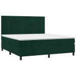 Pat box spring cu saltea, verde închis, 180×200 cm, catifea