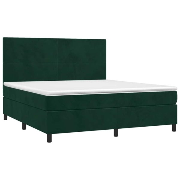 Pat box spring cu saltea, verde închis, 180×200 cm, catifea