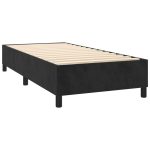 Pat box spring cu saltea, negru, 90×200 cm, catifea