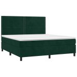 Pat box spring cu saltea, verde închis, 160×200 cm, catifea