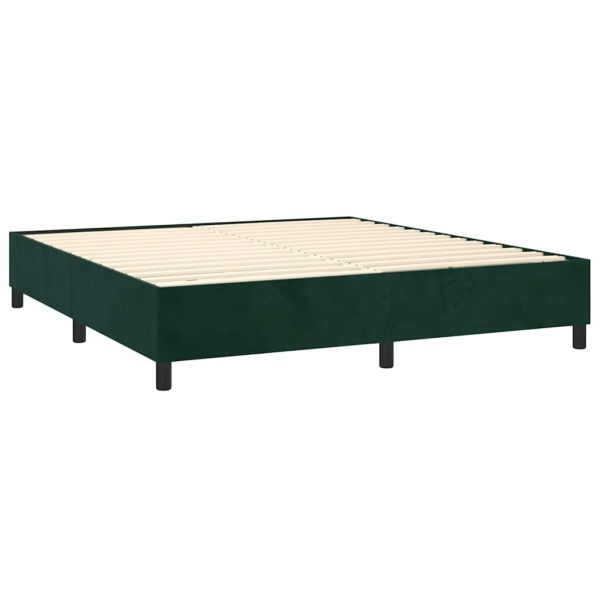 Pat box spring cu saltea, verde închis, 160×200 cm, catifea