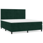 Pat box spring cu saltea, verde închis, 180×200 cm, catifea
