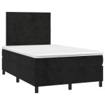 Pat box spring cu saltea, negru, 120×200 cm, catifea