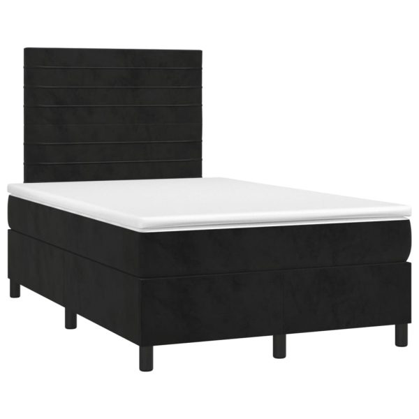 Pat box spring cu saltea, negru, 120×200 cm, catifea