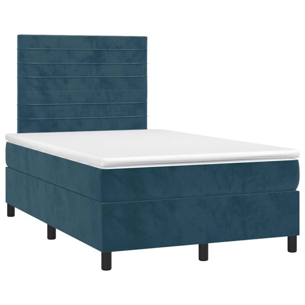 Pat box spring cu saltea, albastru închis, 120×200 cm, catifea
