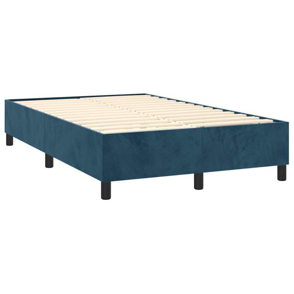 Pat box spring cu saltea, albastru închis, 120×200 cm, catifea