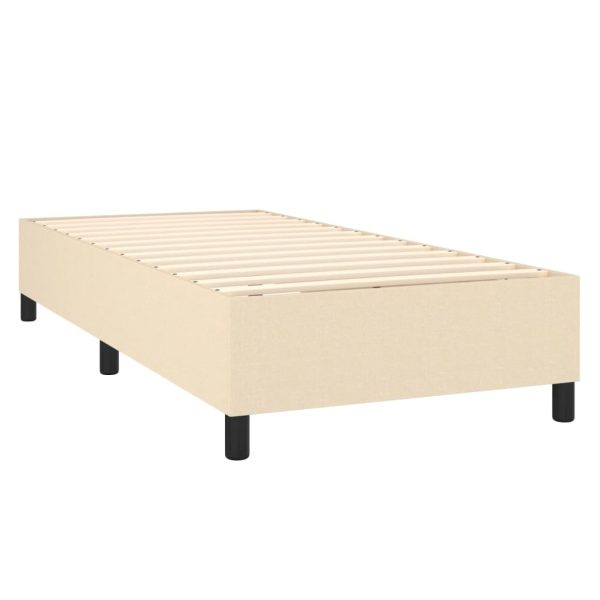 Pat box spring cu saltea, crem, 80×200 cm, textil