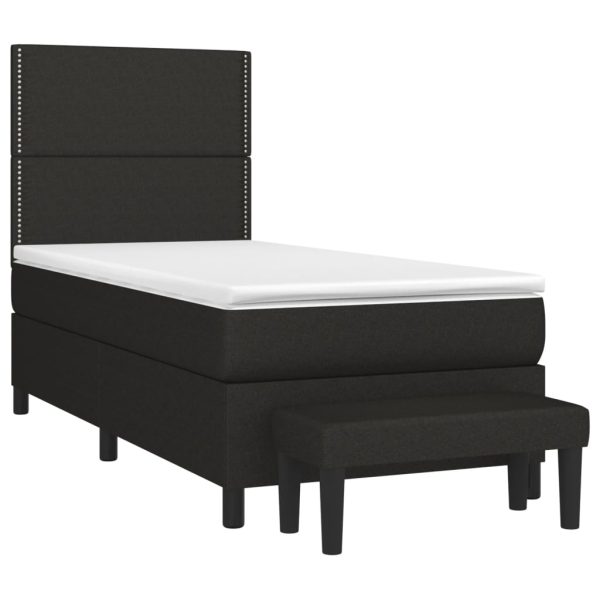 Pat box spring cu saltea, negru, 100×200 cm, textil